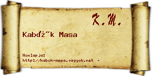 Kabók Masa névjegykártya